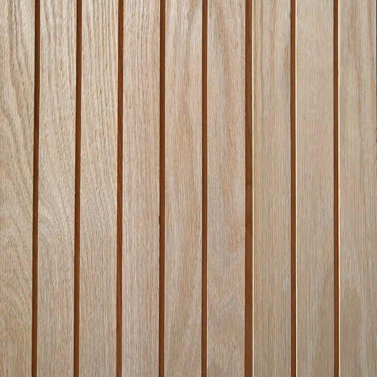 TIMELINE Fluted Solid Oak Thin Square 5.25” X 72” Real Wood Slat Wall Paneling - 6 brds