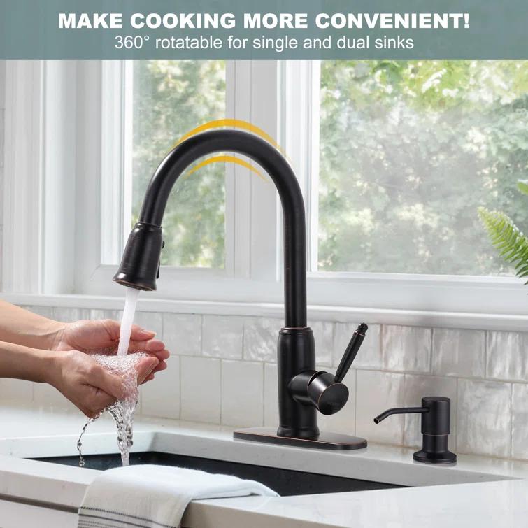 WOWOW 2310101RB-S WOWOW Pull Down Kitchen Faucet with Soap Dispenser
