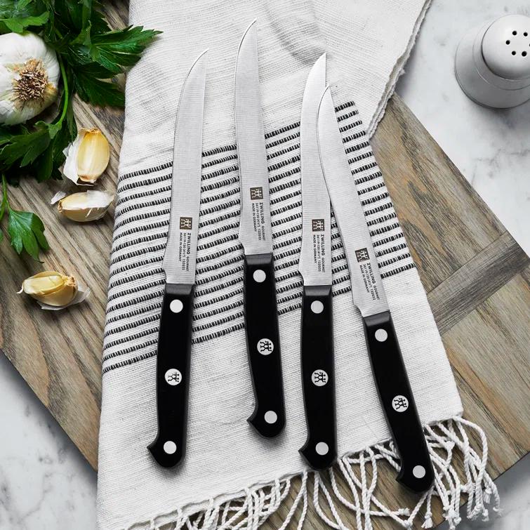 Zwilling Gourmet 4-Piece Black Stainless Steel Steak Knife Set