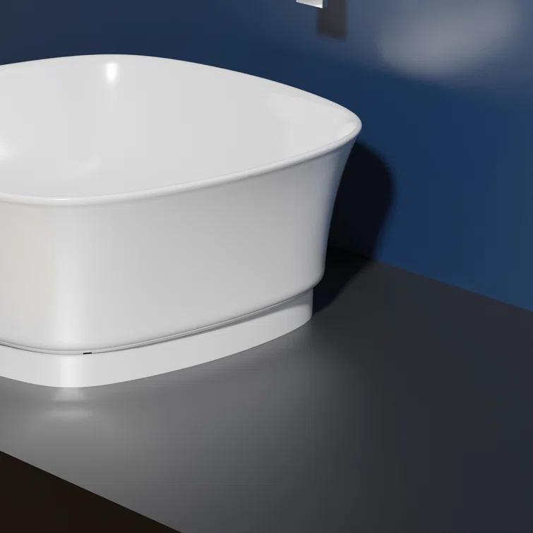 WS Bath Collections Mood 16.9'' Glossy White Ceramic Square Bathroom Sink