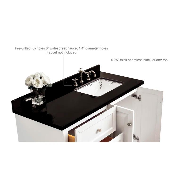 Hannah 48'' Single Bathroom Vanity with Quartz Top