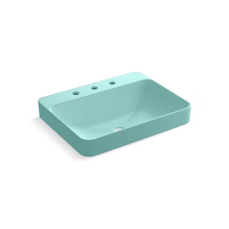 Vox® Vitreous China Rectangular Vessel Bathroom Sink with Overflow