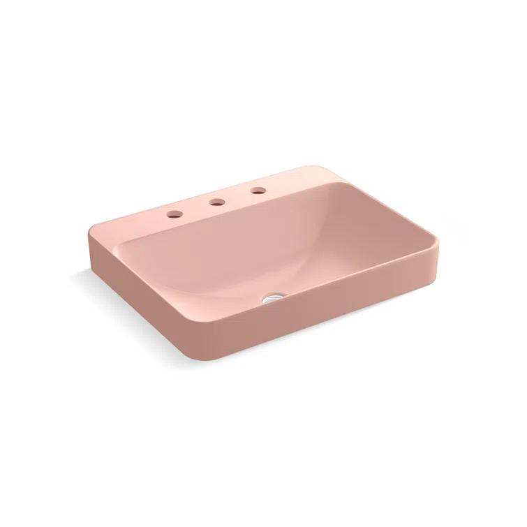 Vox® Vitreous China Rectangular Vessel Bathroom Sink with Overflow