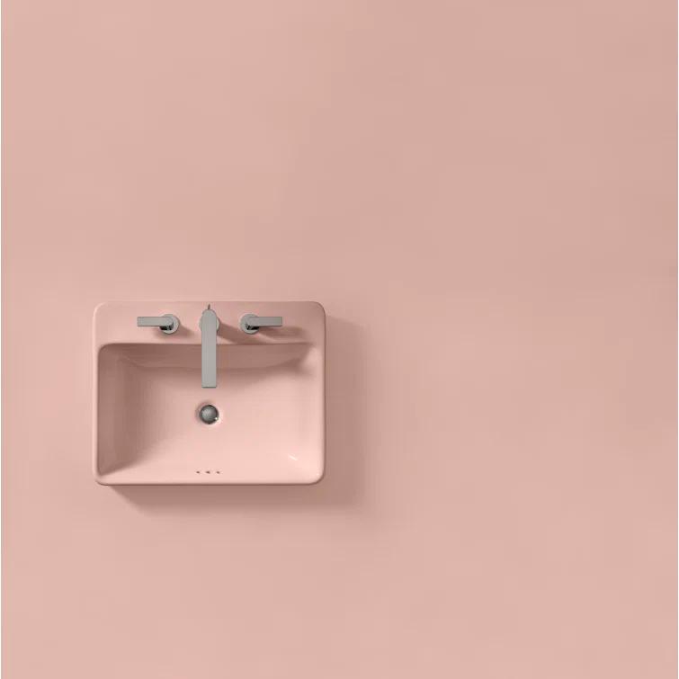 Vox® Vitreous China Rectangular Vessel Bathroom Sink with Overflow