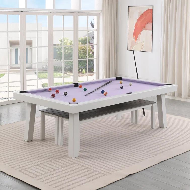 Oasis Outdoor/Indoor Slate Dining Pool Table w/ 2 Benches & Accessories