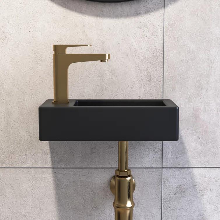 Liberty 14.57'' x 7'' Vitreous China Rectangular Wall Mount Bathroom Sink with Left Faucet Hole for Small Space