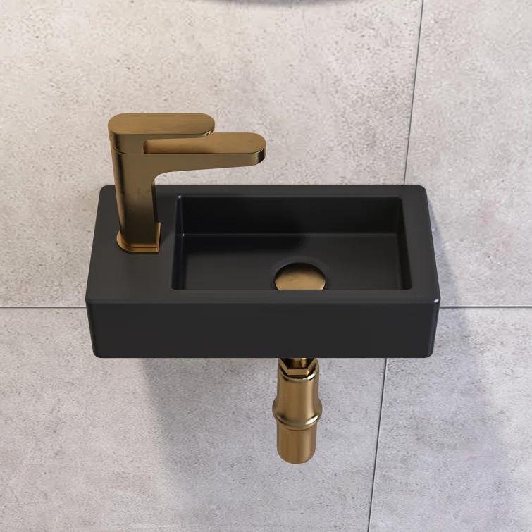 Liberty 14.57'' x 7'' Vitreous China Rectangular Wall Mount Bathroom Sink with Left Faucet Hole for Small Space