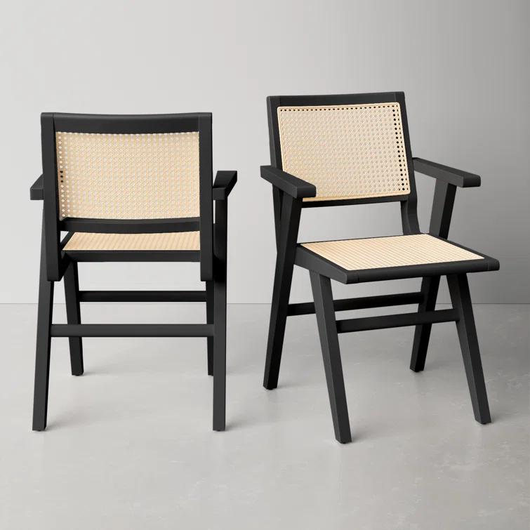 AllModern Atticus Cane Arm Chair (Set of 2)