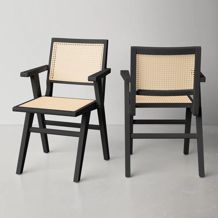 AllModern Atticus Cane Arm Chair (Set of 2)