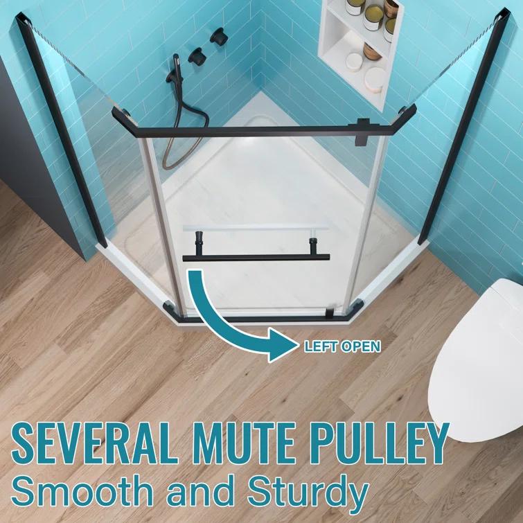 36 in. W x 72 in. H Neo Angle Pivot Semi Frameless Corner Shower Enclosure