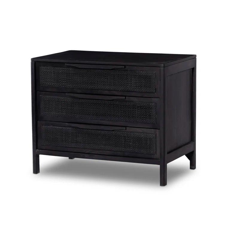 Hannah 3-Drawer Nightstand - Black