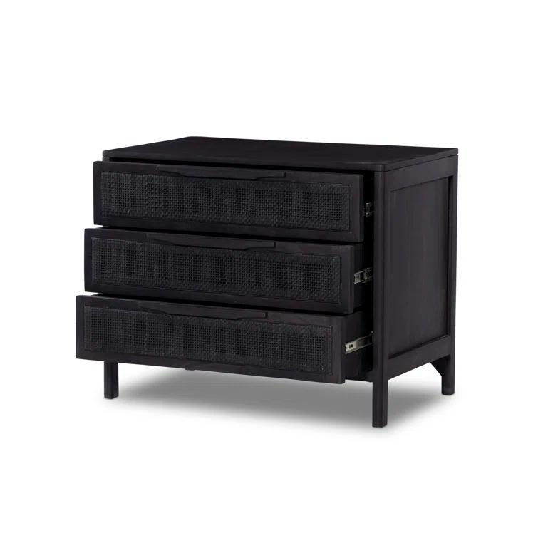 Hannah 3-Drawer Nightstand - Black