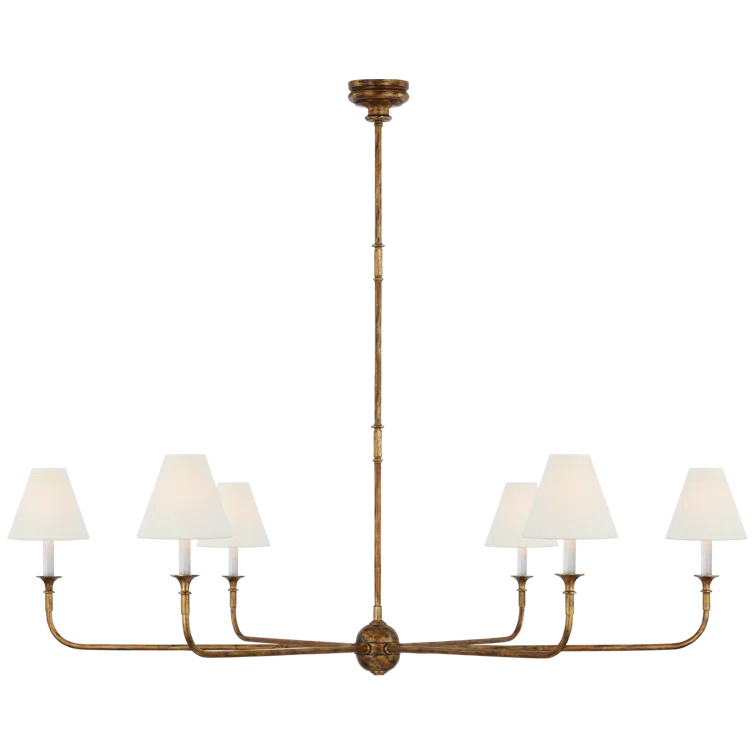 Antique Gild 6-Light Steel and Linen Chandelier