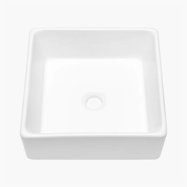 Hewei Hewei 15'' White Ceramic Square Vessel Bathroom Sink YXY829-W1243124768