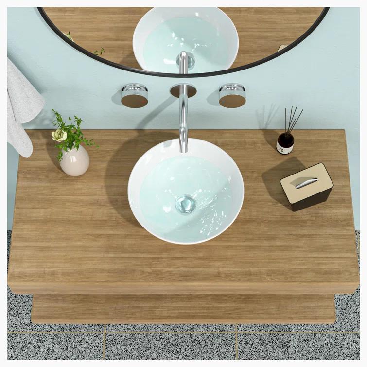 13X13 Inch White Ceramic Circular Vessel Bathroom Sink
