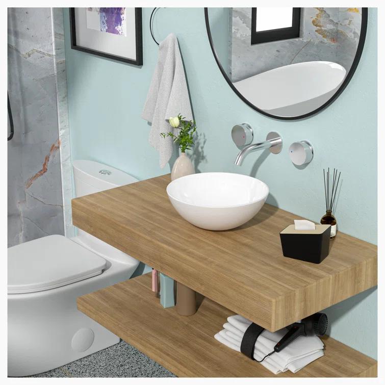13X13 Inch White Ceramic Circular Vessel Bathroom Sink