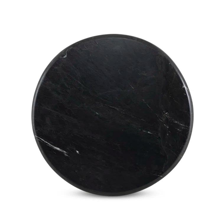 Mercer Round Side Table - Black Marble