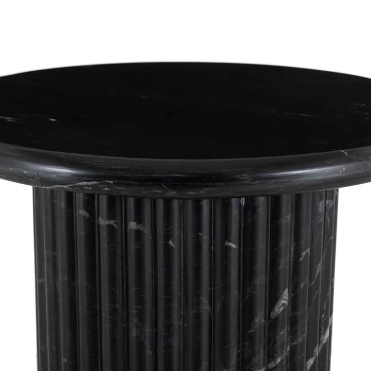 Mercer Round Side Table - Black Marble
