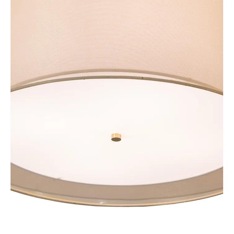 Antique Brass and Beige Drum LED Flush Mount