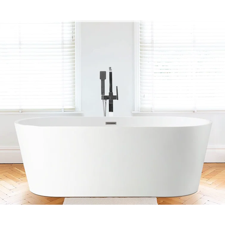 Iris 59" x 30" Freestanding Soaking Acrylic Bathtub