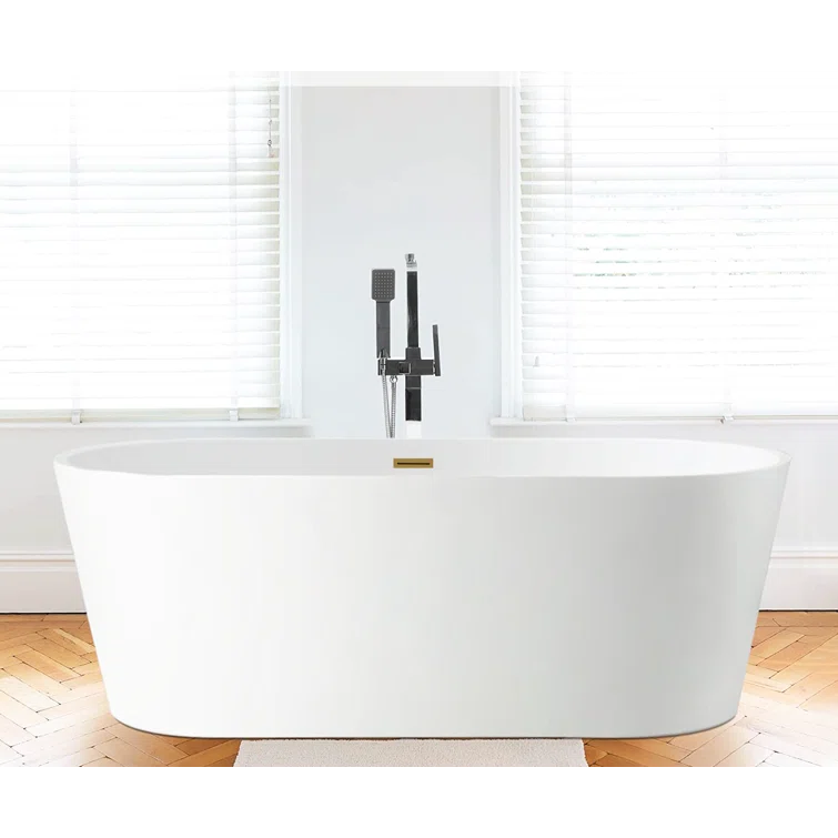 Iris 59" x 30" Freestanding Soaking Acrylic Bathtub