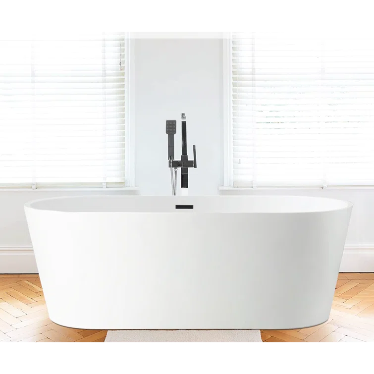 Iris 59" x 30" Freestanding Soaking Acrylic Bathtub