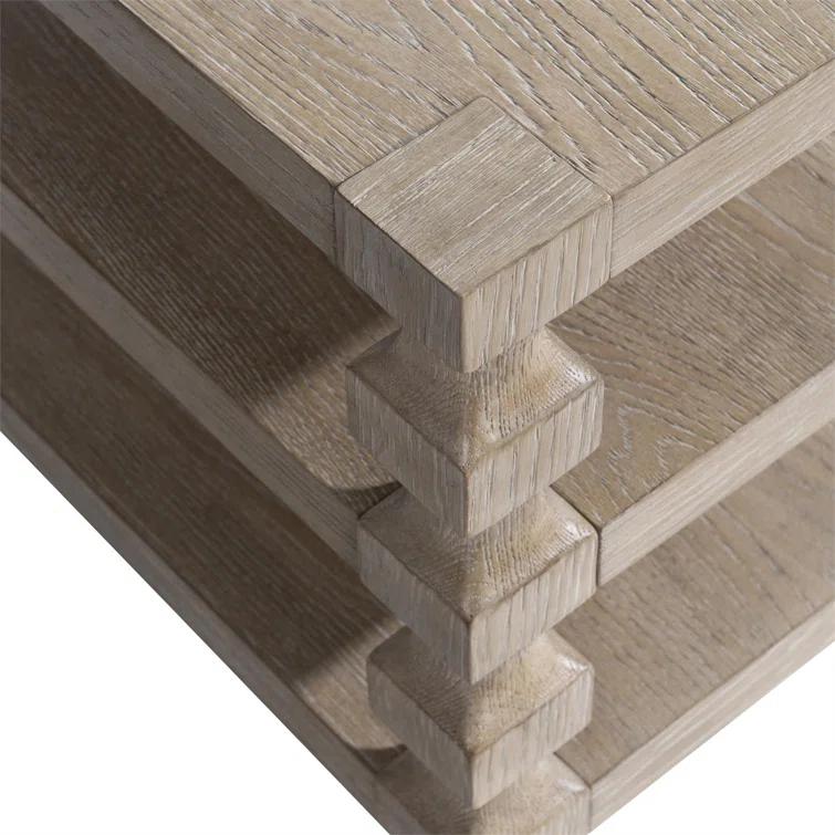 Medium Oak Rectangular Accent Table with Spindle Legs