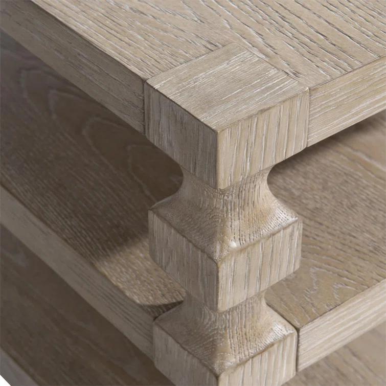 Medium Oak Rectangular Accent Table with Spindle Legs