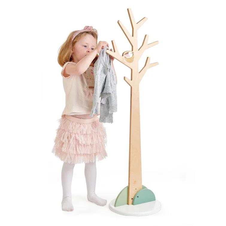 Tender Leaf Toys - Forest Coat Stand For Kids Room - High-Grade Wooden Tree Coat Rack Stand For Kids Clothing - Super Easy Assembly