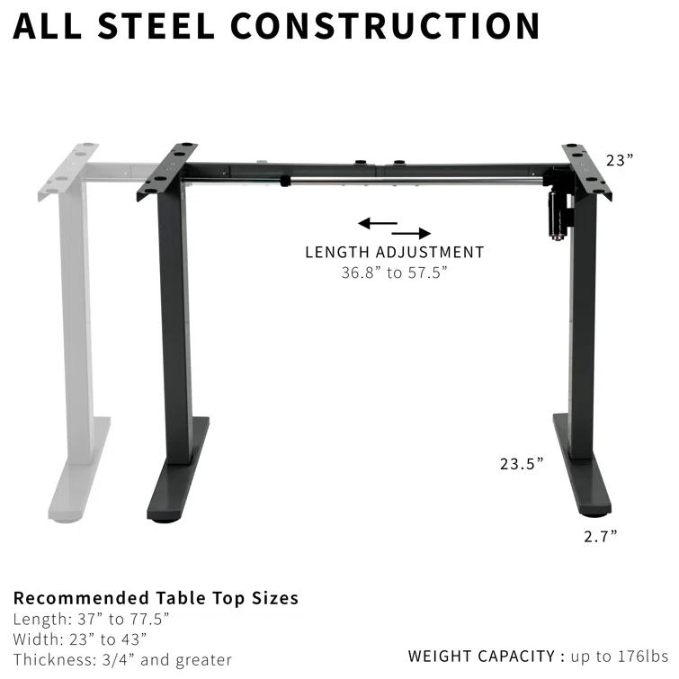 Electric Single Motor Desk Frame (Top Not Included)