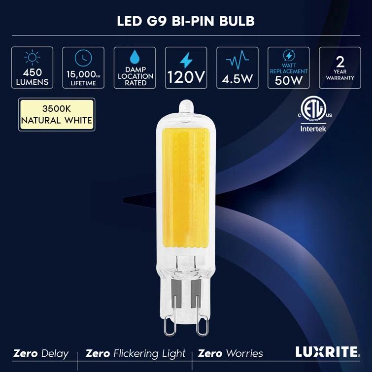 Luxrite LR24692-5PK 50 Watt Equivalent T4 G9/Bi-pin Dimmable LED Bulb