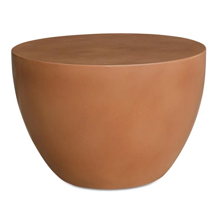Terracotta Round Concrete Drum End Table