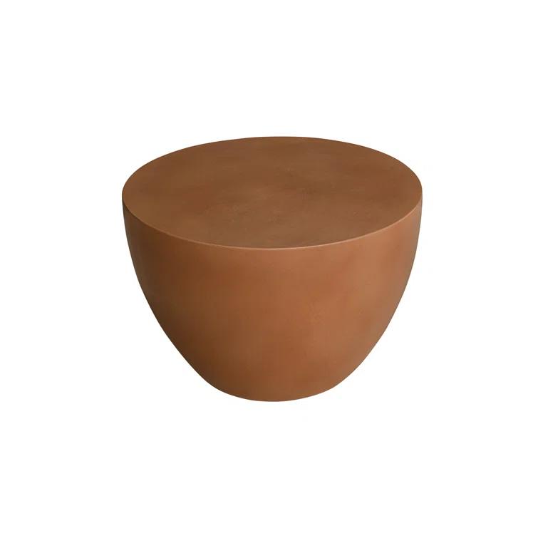 Terracotta Round Concrete Drum End Table