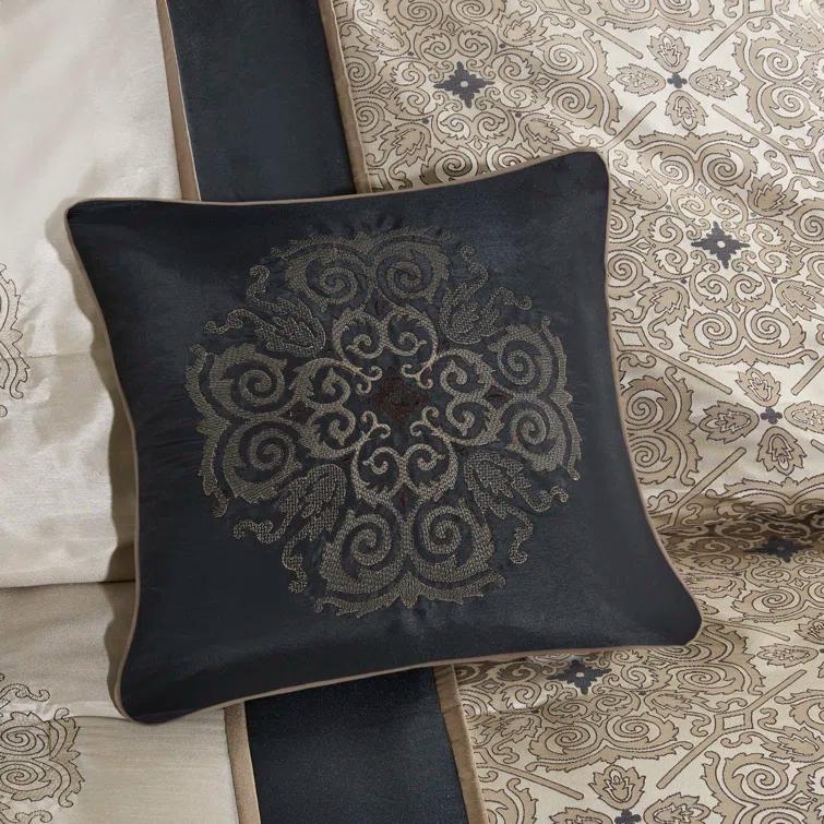 Madison Park Donovan 7 Piece Jacquard Comforter Set with Throw Pillows