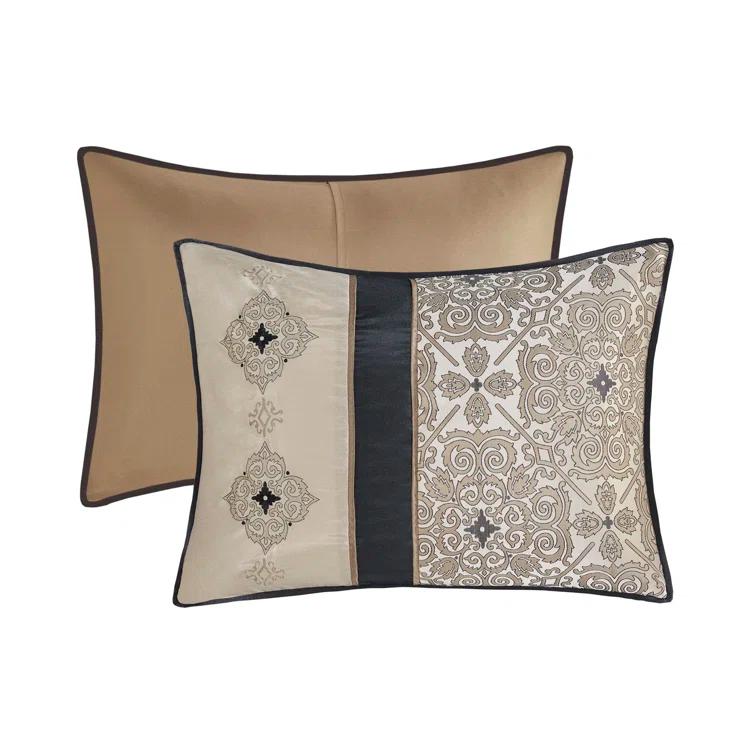 Madison Park Donovan 7 Piece Jacquard Comforter Set with Throw Pillows
