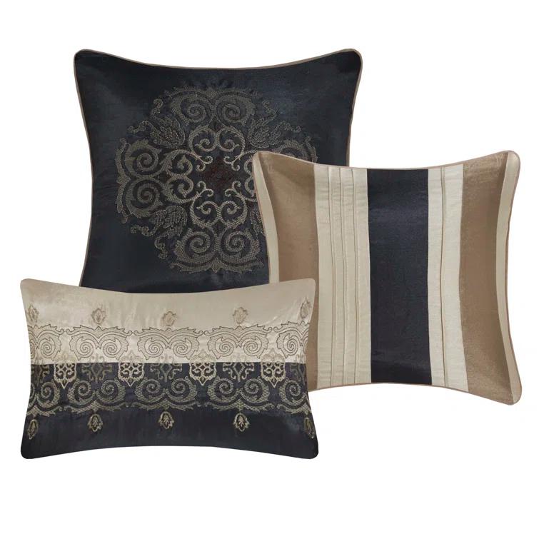 Madison Park Donovan 7 Piece Jacquard Comforter Set with Throw Pillows