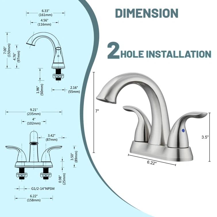 1.2 Flow Centerset Bathroom Sink Faucet with Drain