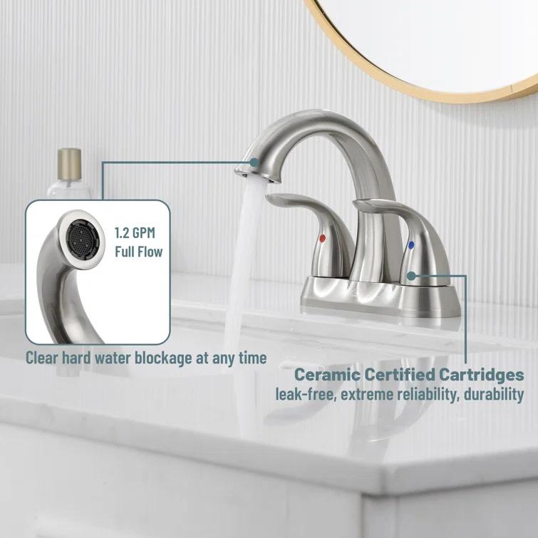 1.2 Flow Centerset Bathroom Sink Faucet with Drain