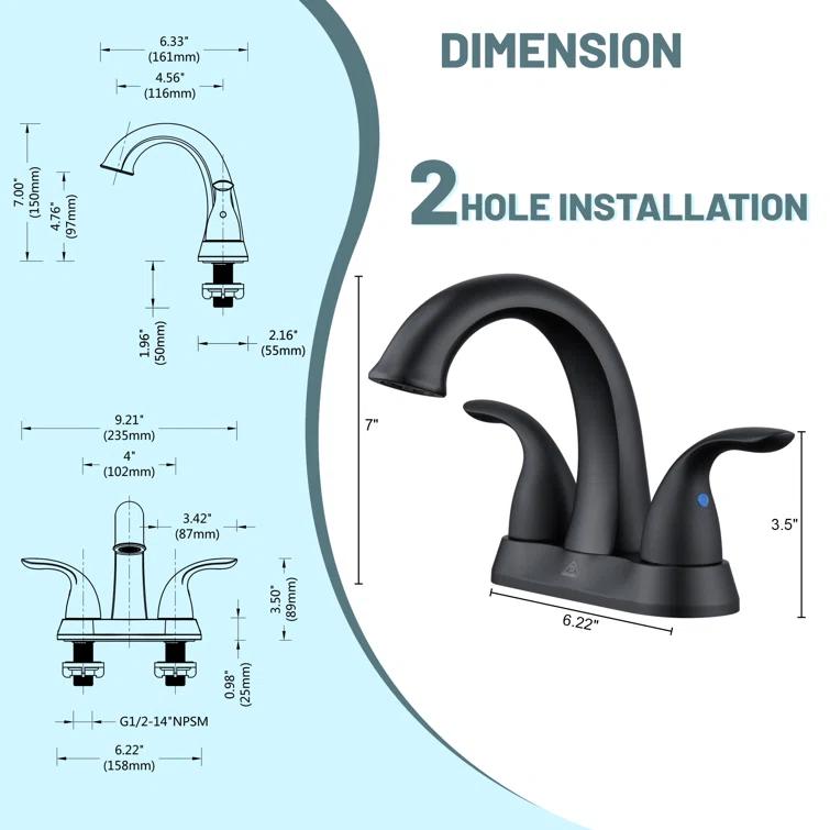 1.2 Flow Centerset Bathroom Sink Faucet with Drain