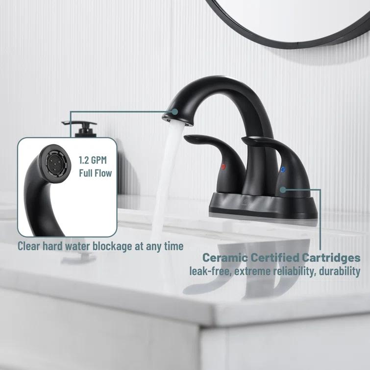 1.2 Flow Centerset Bathroom Sink Faucet with Drain