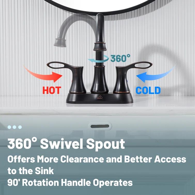 CASAINC KCL0014-ORB 4-inch Centerset Bathroom Faucet with Drain