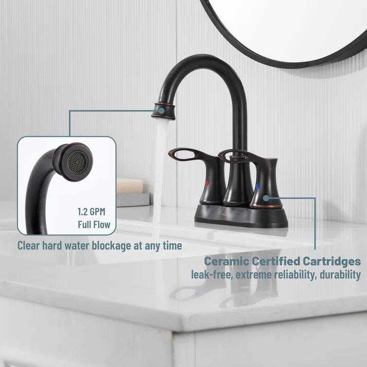 CASAINC KCL0014-ORB 4-inch Centerset Bathroom Faucet with Drain