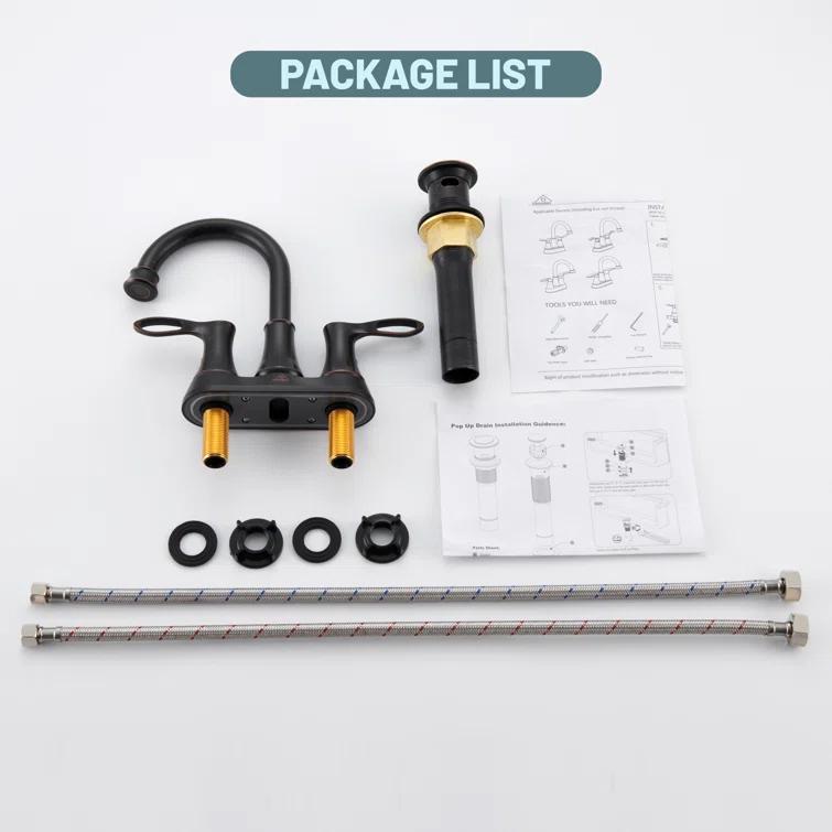 CASAINC KCL0014-ORB 4-inch Centerset Bathroom Faucet with Drain
