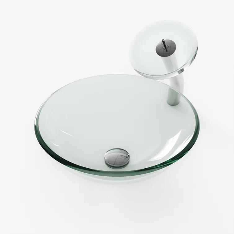 DeerValley Symmetry 16.5'' Circular Glass Vessel Bathroom Sink