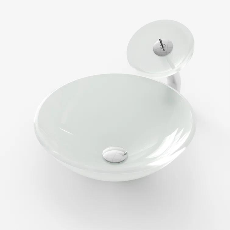 DeerValley Symmetry 16.5'' Circular Glass Vessel Bathroom Sink