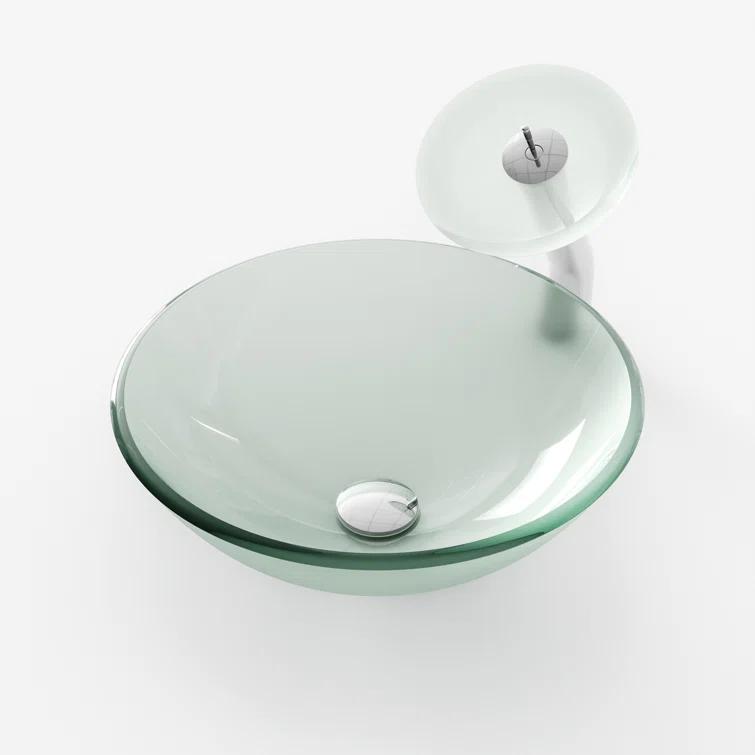 DeerValley Symmetry 16.5'' Circular Glass Vessel Bathroom Sink