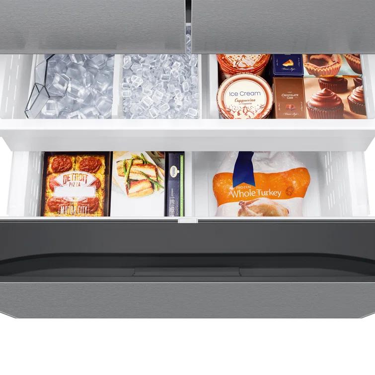 Samsung RF27CG5100SRAA 27 Cubic Feet Mega Capacity Counter Depth 3-Door French Door Refrigerator with Dual Auto Ice Maker
