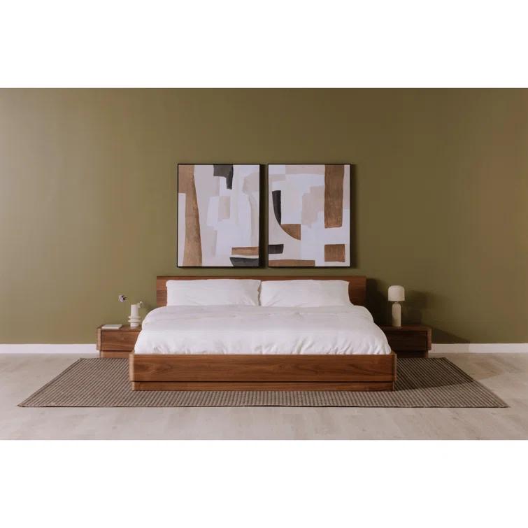 Rina Curved Oak Pedestal Bed