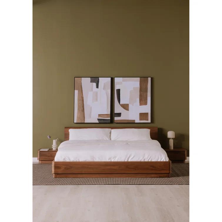 Rina Curved Oak Pedestal Bed