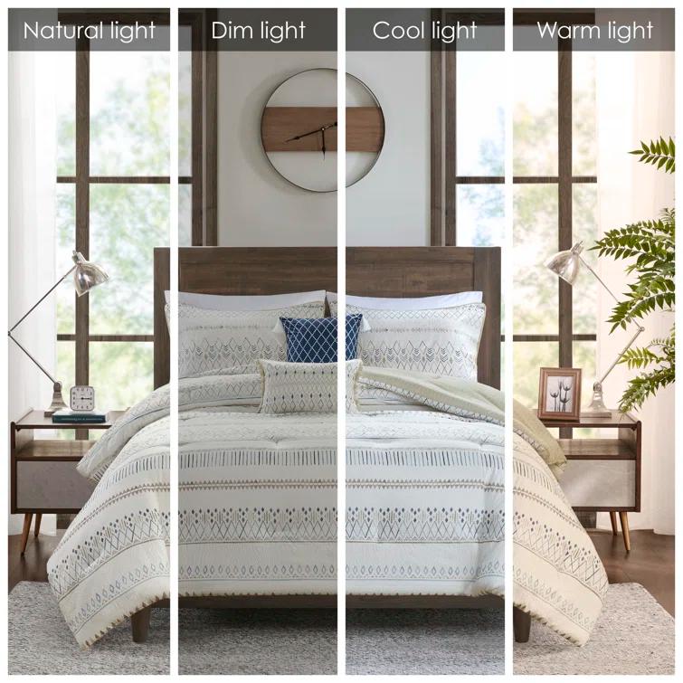 Madison Park Fraser 5 Piece Printed Seersucker Comforter Set with Throw Pillows